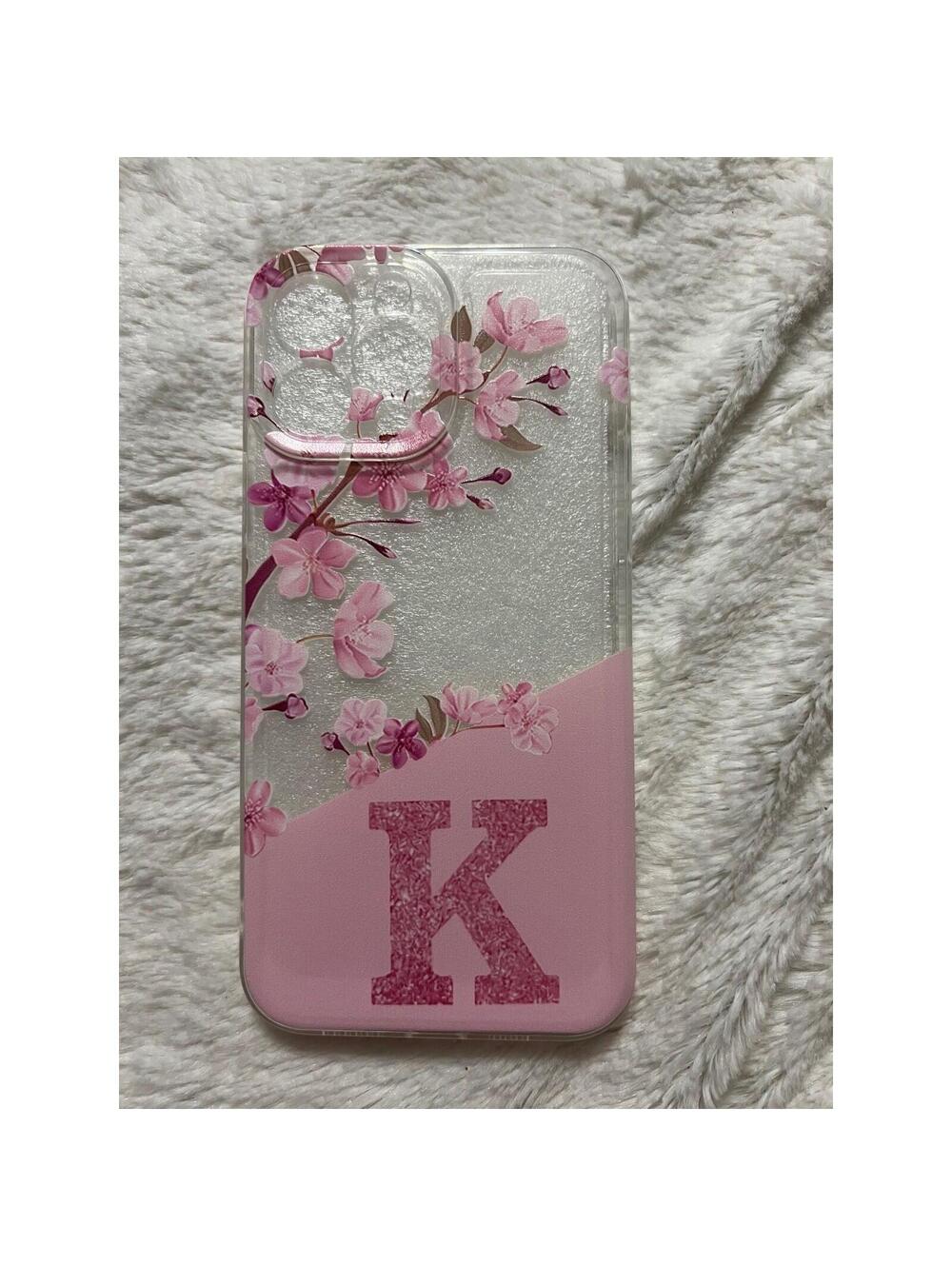 Pink Cherry Blossom Letter K iPhone 13 Pro max Case